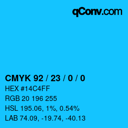 Color code: CMYK 92 / 23 / 0 / 0 | qconv.com