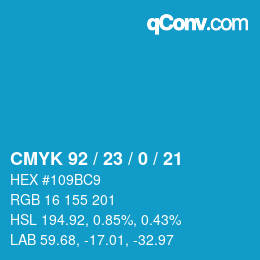 カラーコード: CMYK 92 / 23 / 0 / 21 | qconv.com