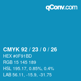 カラーコード: CMYK 92 / 23 / 0 / 26 | qconv.com