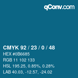 Color code: CMYK 92 / 23 / 0 / 48 | qconv.com