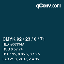 Color code: CMYK 92 / 23 / 0 / 71 | qconv.com