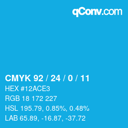 カラーコード: CMYK 92 / 24 / 0 / 11 | qconv.com
