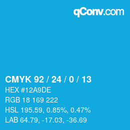 颜色代码: CMYK 92 / 24 / 0 / 13 | qconv.com
