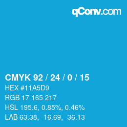 颜色代码: CMYK 92 / 24 / 0 / 15 | qconv.com