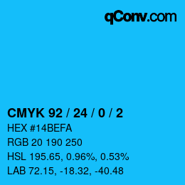 Color code: CMYK 92 / 24 / 0 / 2 | qconv.com