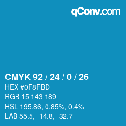 カラーコード: CMYK 92 / 24 / 0 / 26 | qconv.com