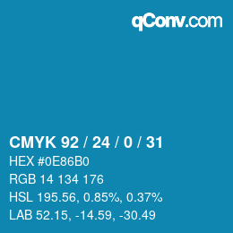 Color code: CMYK 92 / 24 / 0 / 31 | qconv.com