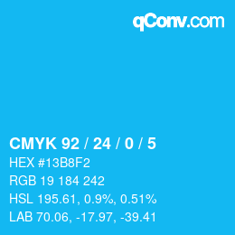 Color code: CMYK 92 / 24 / 0 / 5 | qconv.com