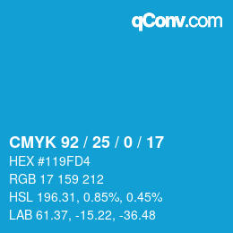 Color code: CMYK 92 / 25 / 0 / 17 | qconv.com