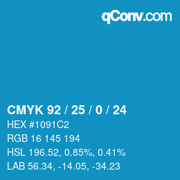 Color code: CMYK 92 / 25 / 0 / 24 | qconv.com