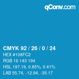 カラーコード: CMYK 92 / 26 / 0 / 24 | qconv.com