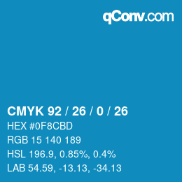 カラーコード: CMYK 92 / 26 / 0 / 26 | qconv.com