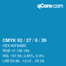 Color code: CMYK 92 / 27 / 0 / 26 | qconv.com