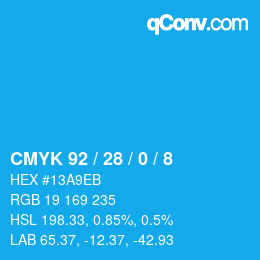 カラーコード: CMYK 92 / 28 / 0 / 8 | qconv.com