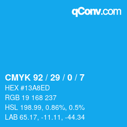 Color code: CMYK 92 / 29 / 0 / 7 | qconv.com