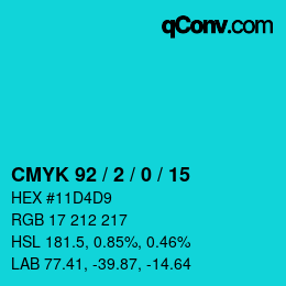 カラーコード: CMYK 92 / 2 / 0 / 15 | qconv.com