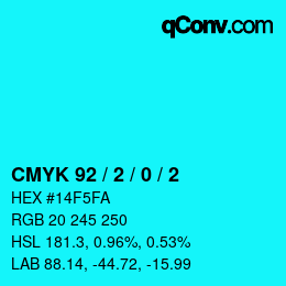 カラーコード: CMYK 92 / 2 / 0 / 2 | qconv.com