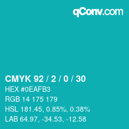 カラーコード: CMYK 92 / 2 / 0 / 30 | qconv.com