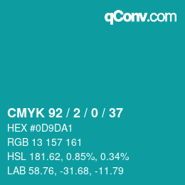 颜色代码: CMYK 92 / 2 / 0 / 37 | qconv.com