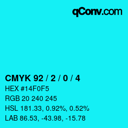 Color code: CMYK 92 / 2 / 0 / 4 | qconv.com