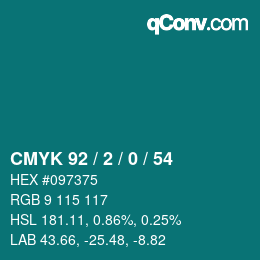 Color code: CMYK 92 / 2 / 0 / 54 | qconv.com