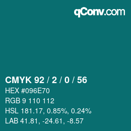 カラーコード: CMYK 92 / 2 / 0 / 56 | qconv.com