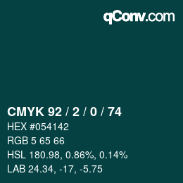 颜色代码: CMYK 92 / 2 / 0 / 74 | qconv.com