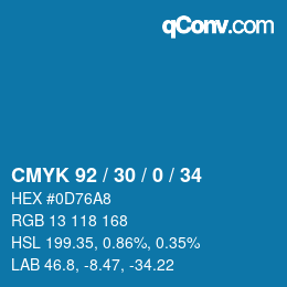 Color code: CMYK 92 / 30 / 0 / 34 | qconv.com