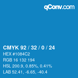 カラーコード: CMYK 92 / 32 / 0 / 24 | qconv.com