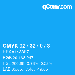 カラーコード: CMYK 92 / 32 / 0 / 3 | qconv.com