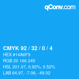 颜色代码: CMYK 92 / 32 / 0 / 4 | qconv.com