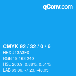 颜色代码: CMYK 92 / 32 / 0 / 6 | qconv.com
