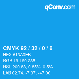 カラーコード: CMYK 92 / 32 / 0 / 8 | qconv.com