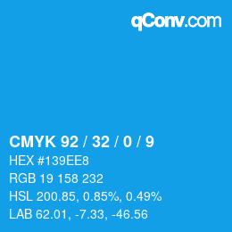 カラーコード: CMYK 92 / 32 / 0 / 9 | qconv.com