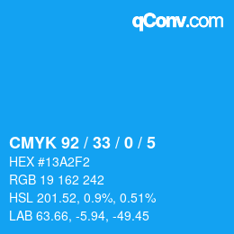 カラーコード: CMYK 92 / 33 / 0 / 5 | qconv.com