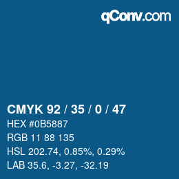 Color code: CMYK 92 / 35 / 0 / 47 | qconv.com