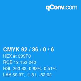 Color code: CMYK 92 / 36 / 0 / 6 | qconv.com