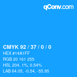 颜色代码: CMYK 92 / 37 / 0 / 0 | qconv.com