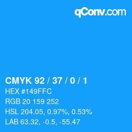 カラーコード: CMYK 92 / 37 / 0 / 1 | qconv.com