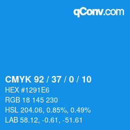 カラーコード: CMYK 92 / 37 / 0 / 10 | qconv.com