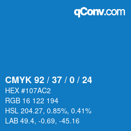 カラーコード: CMYK 92 / 37 / 0 / 24 | qconv.com