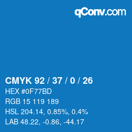 颜色代码: CMYK 92 / 37 / 0 / 26 | qconv.com