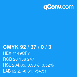 カラーコード: CMYK 92 / 37 / 0 / 3 | qconv.com