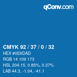 カラーコード: CMYK 92 / 37 / 0 / 32 | qconv.com