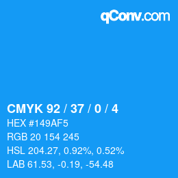 カラーコード: CMYK 92 / 37 / 0 / 4 | qconv.com