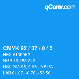 カラーコード: CMYK 92 / 37 / 0 / 5 | qconv.com