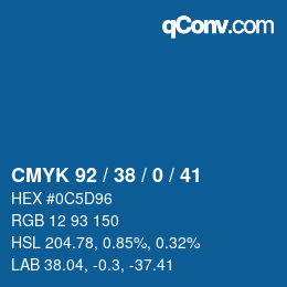 カラーコード: CMYK 92 / 38 / 0 / 41 | qconv.com