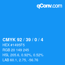 カラーコード: CMYK 92 / 39 / 0 / 4 | qconv.com