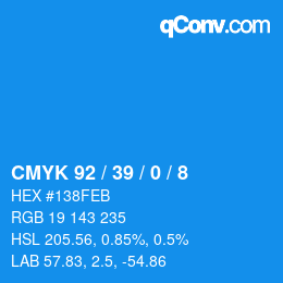 カラーコード: CMYK 92 / 39 / 0 / 8 | qconv.com