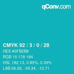カラーコード: CMYK 92 / 3 / 0 / 28 | qconv.com